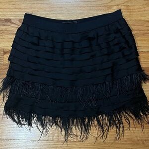 BCBGMaxAzria Black Feathered Mini Skirt